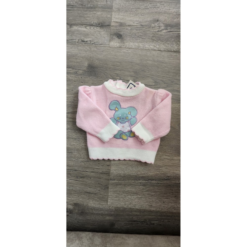 Vintage Adorable Baby Knit  Sweater Easter Bunny Size 3/6 Months By Color Track - Picture 3 of 6